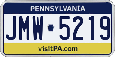 PA license plate JMW5219