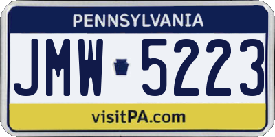 PA license plate JMW5223