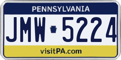 PA license plate JMW5224
