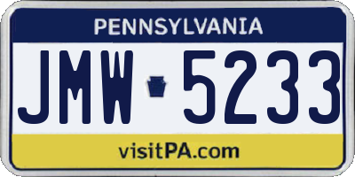 PA license plate JMW5233