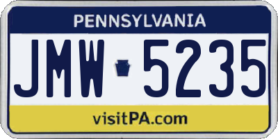 PA license plate JMW5235