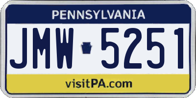 PA license plate JMW5251