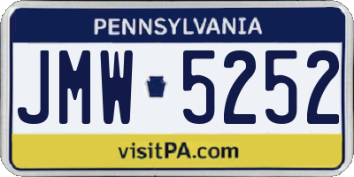 PA license plate JMW5252