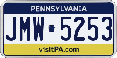 PA license plate JMW5253
