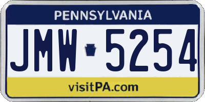 PA license plate JMW5254
