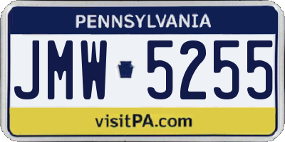 PA license plate JMW5255