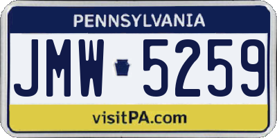 PA license plate JMW5259