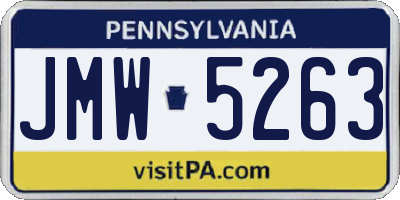 PA license plate JMW5263