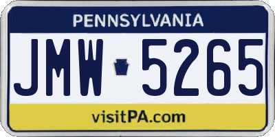 PA license plate JMW5265