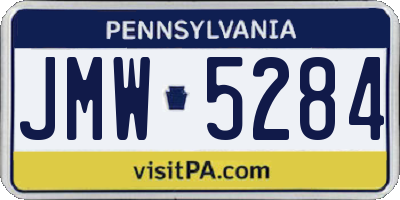 PA license plate JMW5284