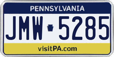 PA license plate JMW5285