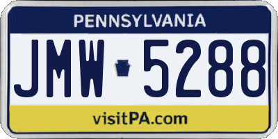PA license plate JMW5288
