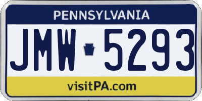 PA license plate JMW5293