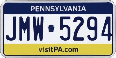 PA license plate JMW5294