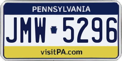 PA license plate JMW5296