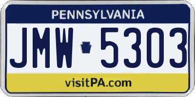 PA license plate JMW5303