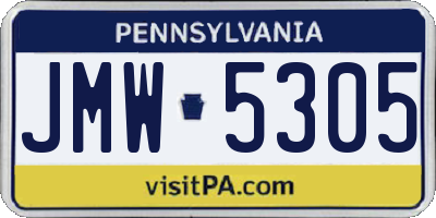 PA license plate JMW5305