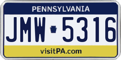PA license plate JMW5316