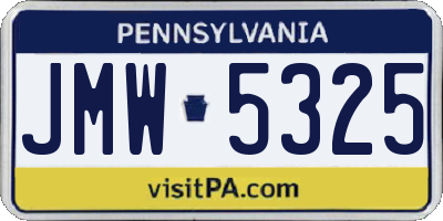 PA license plate JMW5325