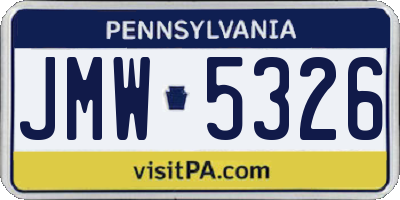 PA license plate JMW5326