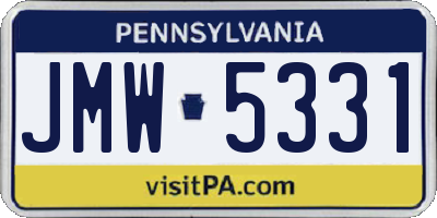 PA license plate JMW5331