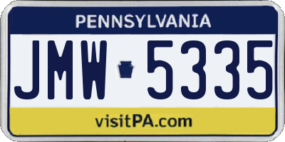 PA license plate JMW5335