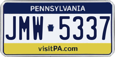 PA license plate JMW5337