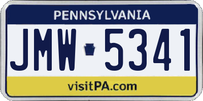 PA license plate JMW5341