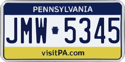 PA license plate JMW5345