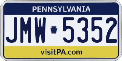 PA license plate JMW5352