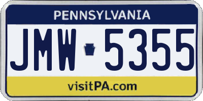 PA license plate JMW5355