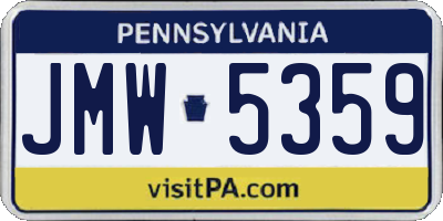 PA license plate JMW5359