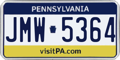 PA license plate JMW5364