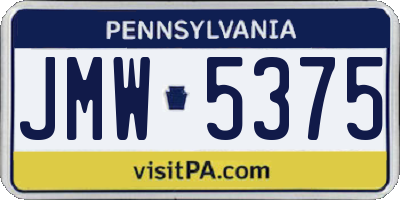 PA license plate JMW5375