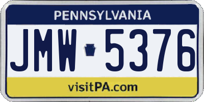 PA license plate JMW5376