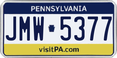 PA license plate JMW5377