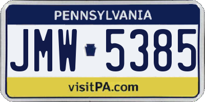 PA license plate JMW5385