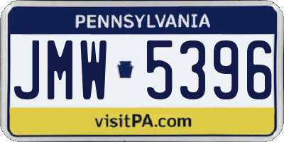 PA license plate JMW5396