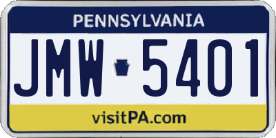 PA license plate JMW5401