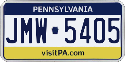PA license plate JMW5405
