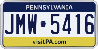 PA license plate JMW5416