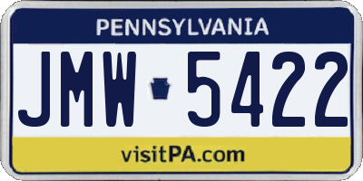 PA license plate JMW5422