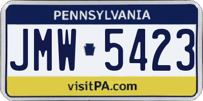 PA license plate JMW5423