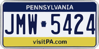 PA license plate JMW5424
