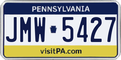 PA license plate JMW5427