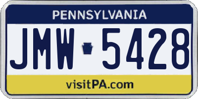 PA license plate JMW5428
