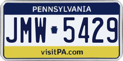 PA license plate JMW5429