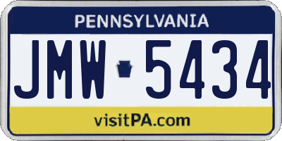 PA license plate JMW5434