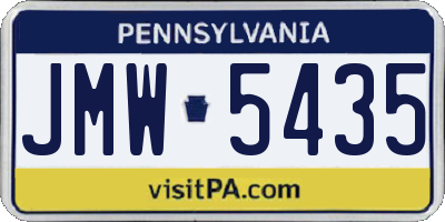 PA license plate JMW5435