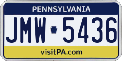 PA license plate JMW5436